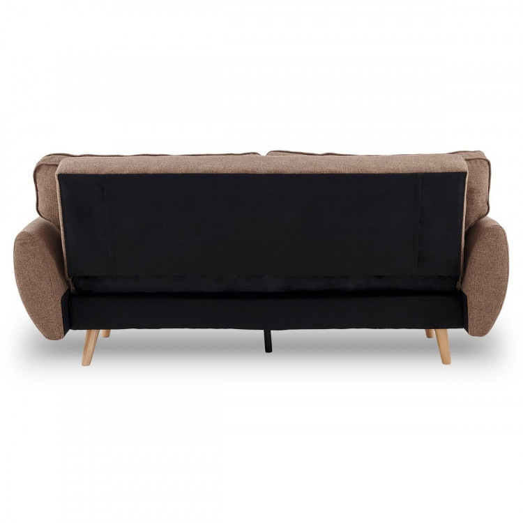 Sarantino 3 Seater Modular Linen Fabric Sofa Bed Couch Futon - Brown image 6