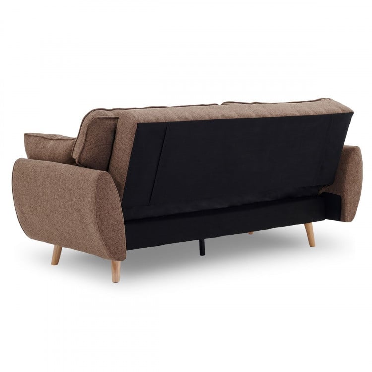 Sarantino 3 Seater Modular Linen Fabric Sofa Bed Couch Futon - Brown image 7