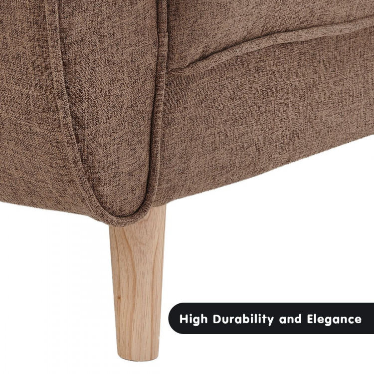 Sarantino 3 Seater Modular Linen Fabric Sofa Bed Couch Futon - Brown image 8