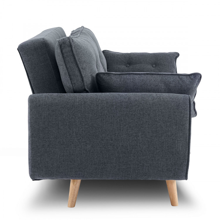 Sarantino 3 Seater Modular Linen Fabric Sofa Bed Couch - Dark Grey image 6