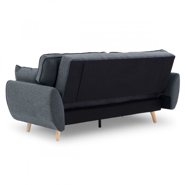 Sarantino 3 Seater Modular Linen Fabric Sofa Bed Couch - Dark Grey image 5