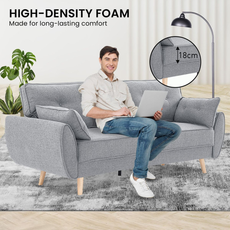 Sarantino 3 Seater Modular Linen Fabric Sofa Bed Couch - Light Grey image 13