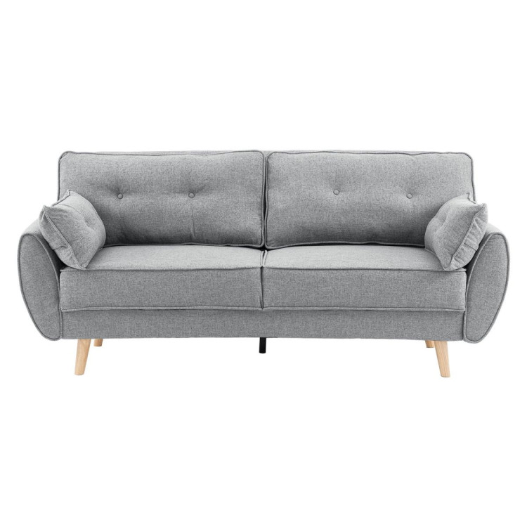 Sarantino 3 Seater Modular Linen Fabric Sofa Bed Couch - Light Grey image 4