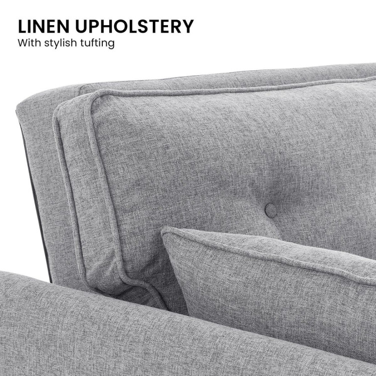 Sarantino 3 Seater Modular Linen Fabric Sofa Bed Couch - Light Grey image 10