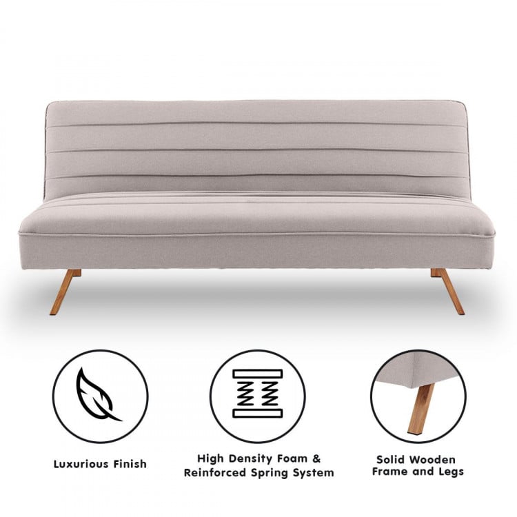 Sarantino 3 Seater Modular Linen Fabric Sofa Bed Couch Futon - Beige image 3