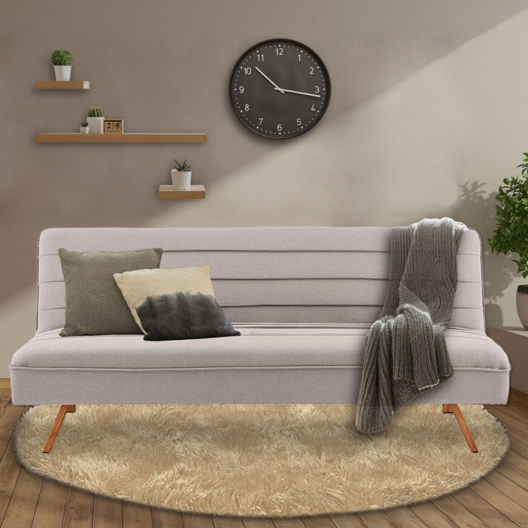 Sarantino 3 Seater Modular Linen Fabric Sofa Bed Couch Futon - Beige image 13