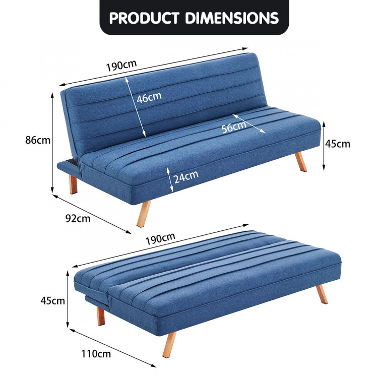 Sarantino 3 Seater Modular Linen Fabric Sofa Bed Couch  - Dark Blue image 8