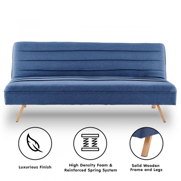 Sarantino 3 Seater Modular Linen Fabric Sofa Bed Couch  - Dark Blue image 3