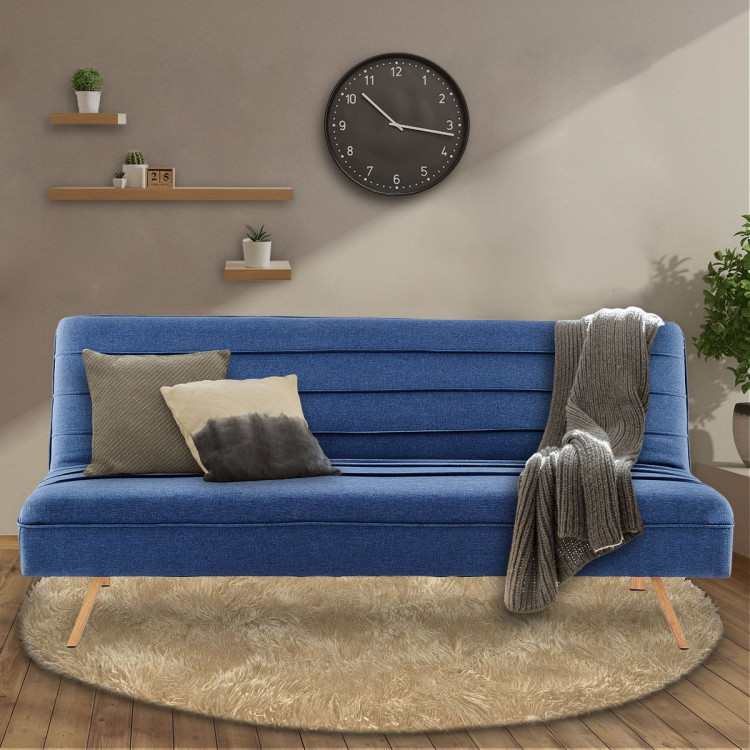 Sarantino 3 Seater Modular Linen Fabric Sofa Bed Couch  - Dark Blue image 12