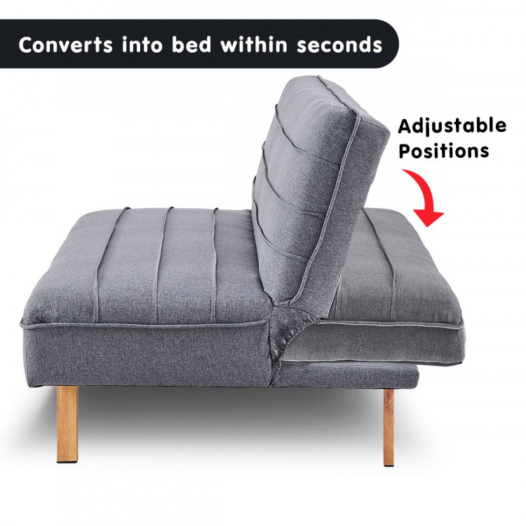 Sarantino 3 Seater Modular Linen Fabric Sofa Bed Couch - Dark Grey image 4