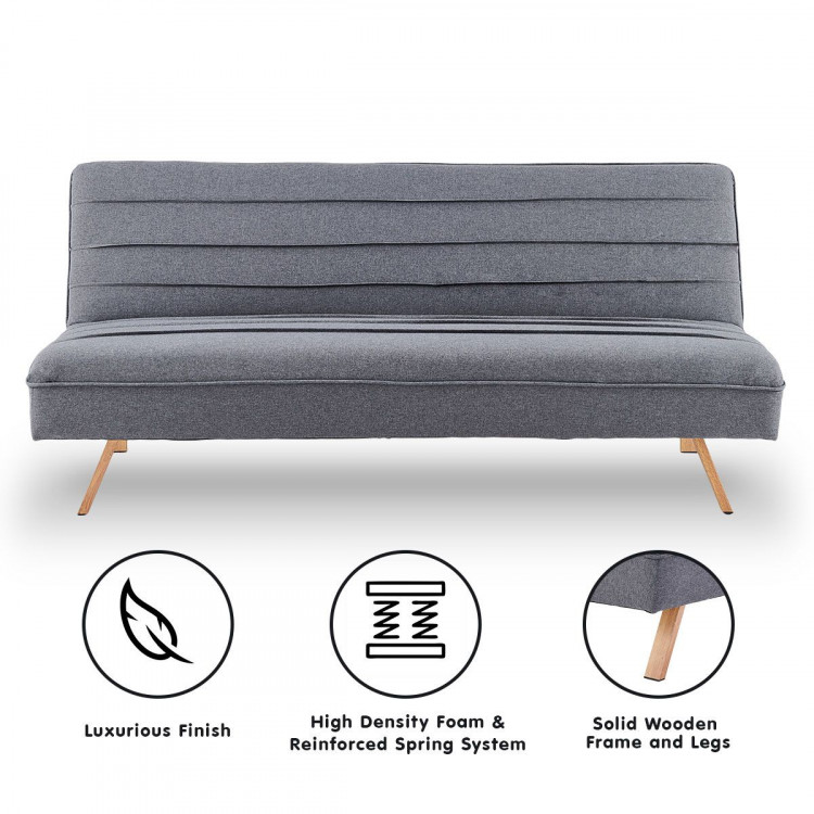 Sarantino 3 Seater Modular Linen Fabric Sofa Bed Couch - Dark Grey image 3