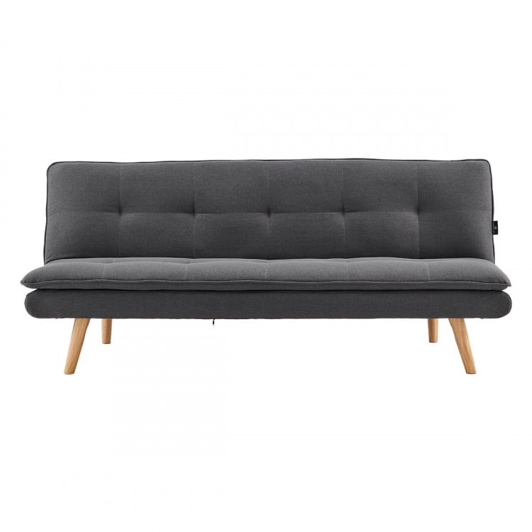 Sarantino 3 Seater Linen Sofa Bed Couch Lounge Futon - Dark Grey image 2