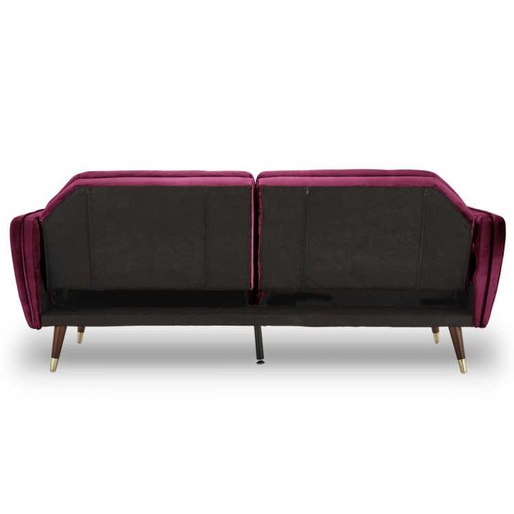 Sarantino Faux Velvet Sofa Bed Couch Furniture  Suite Seat Burgundy image 5