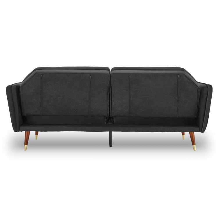 Sarantino Faux Velvet Sofa Bed Couch Lounge Suite Futon Black image 7