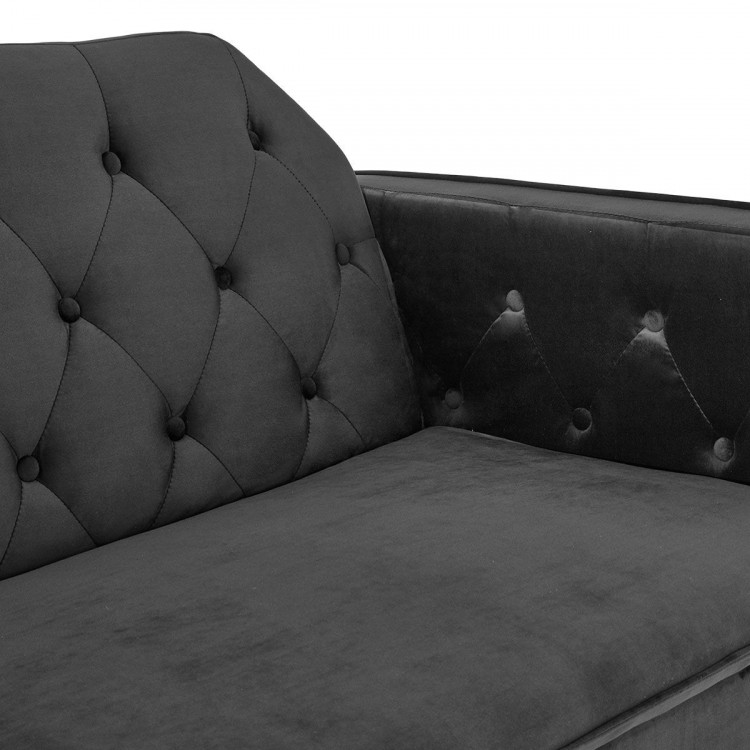 Sarantino Faux Velvet Sofa Bed Couch Lounge Suite Futon Black image 11