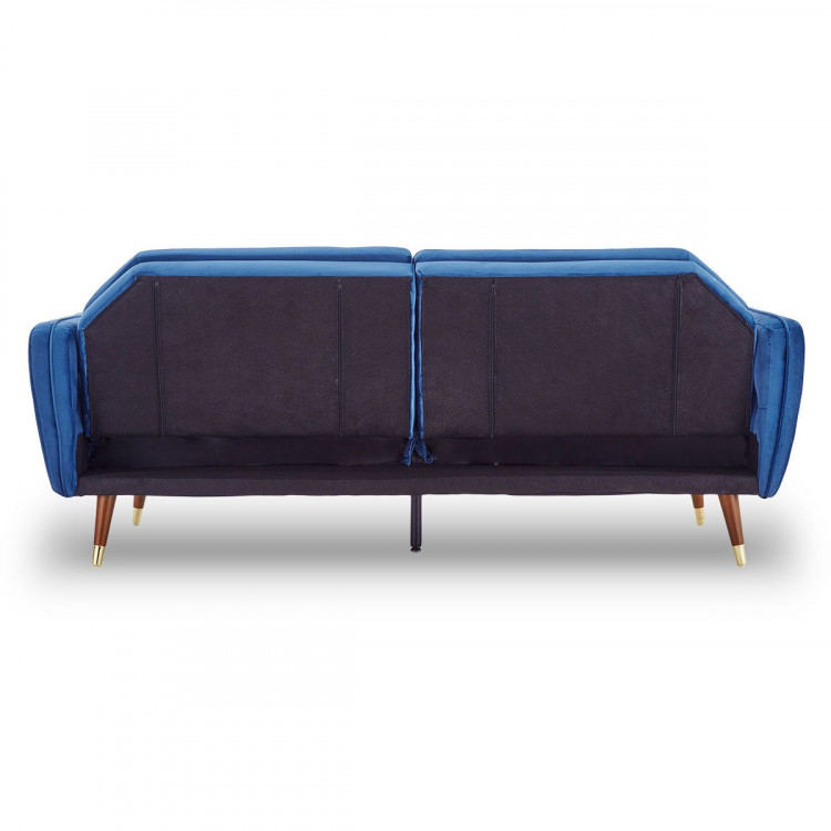 Sarantino Faux Velvet Sofa Bed Couch Furniture Lounge Suite Futon Blue image 7