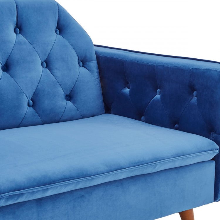 Sarantino Faux Velvet Sofa Bed Couch Furniture Lounge Suite Futon Blue image 12
