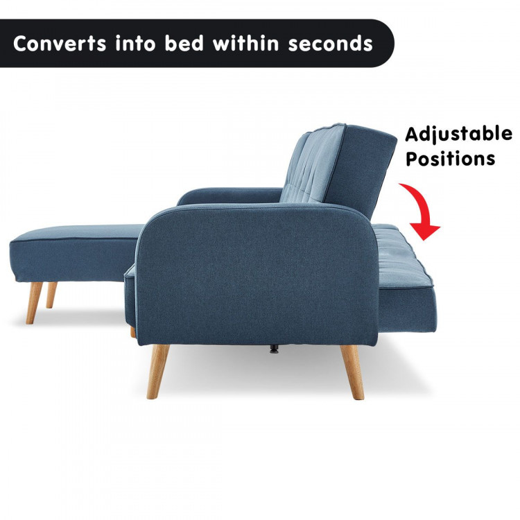 Sarantino 3-Seater wooden Corner Sofa Bed Lounge Chaise Couch - Blue image 4