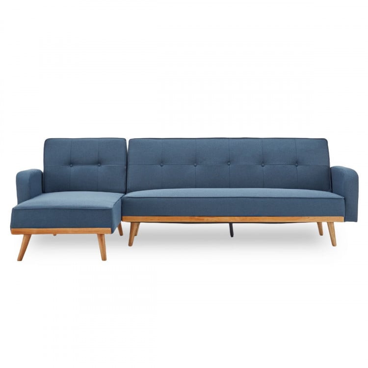 Sarantino 3-Seater wooden Corner Sofa Bed Lounge Chaise Couch - Blue image 2