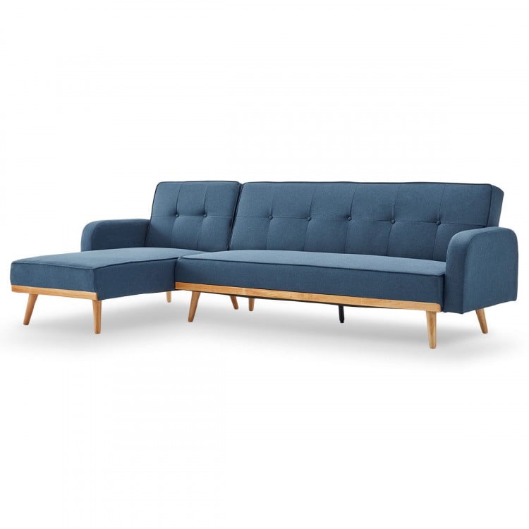Sarantino 3-Seater wooden Corner Sofa Bed Lounge Chaise Couch - Blue image 5