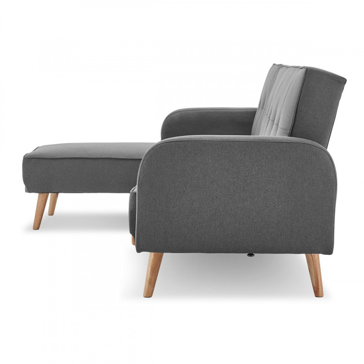 Sarantino 3-Seater Wood Corner Sofa Bed Lounge Chaise Couch Dark Grey image 6