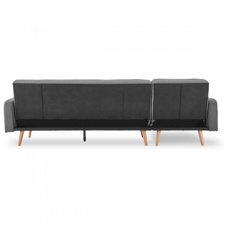 Sarantino 3-Seater Wood Corner Sofa Bed Lounge Chaise Couch Dark Grey image 7