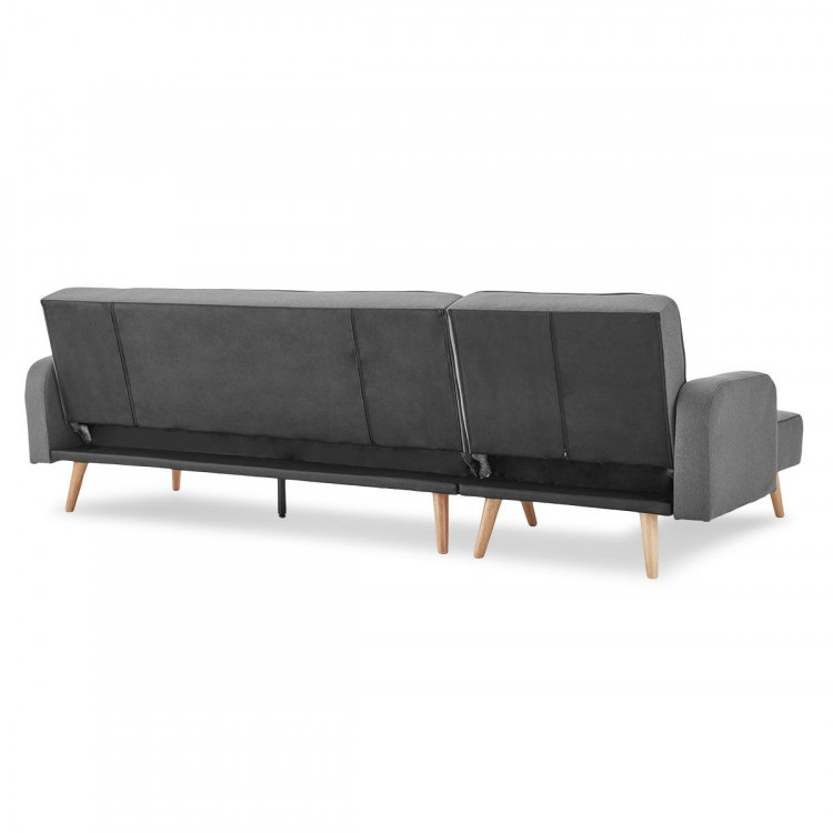 Sarantino 3-Seater Wood Corner Sofa Bed Lounge Chaise Couch Dark Grey image 8