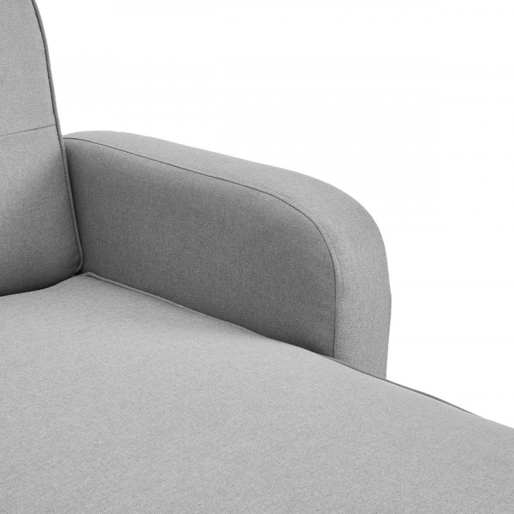 Sarantino 3-Seater Wooden Corner Bed Lounge Chaise Sofa - Light Grey image 12