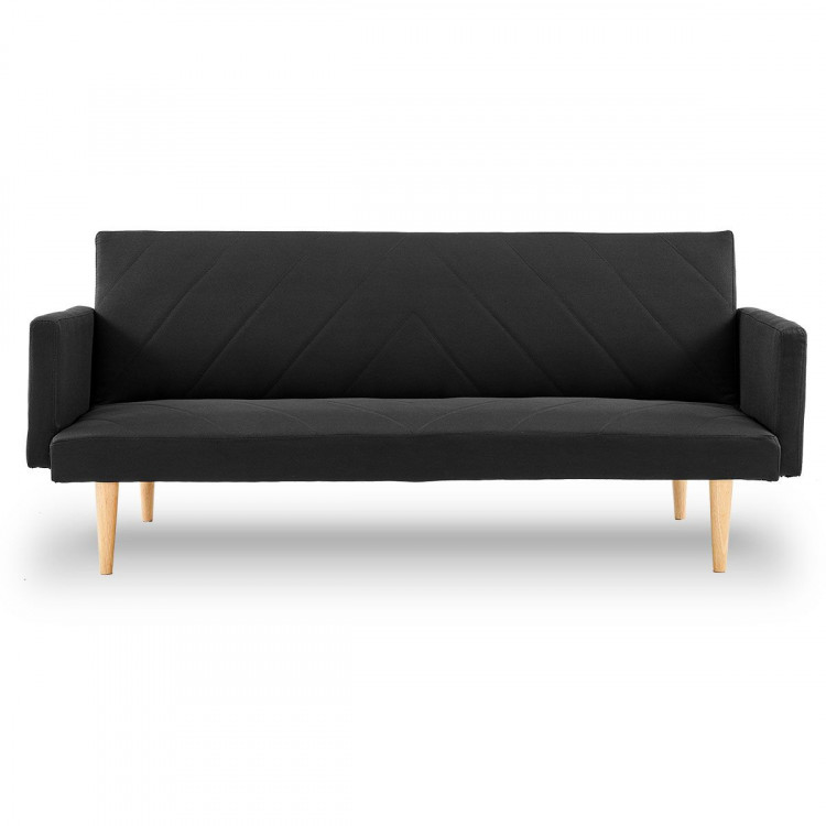 Sarantino 3 Seater Modular Linen Fabric Sofa Bed Couch Armrest Black