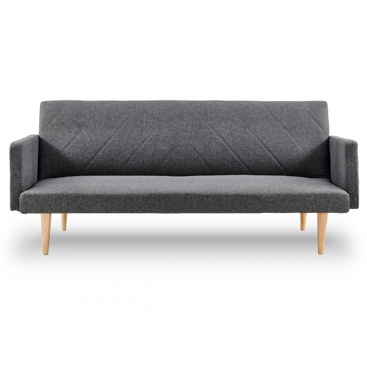 Sarantino 3 Seater Modular Linen Fabric Sofa Bed Couch Dark Grey