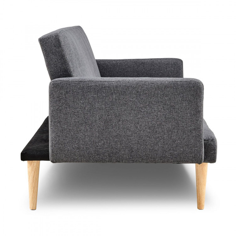 Sarantino 3 Seater Modular Linen Fabric Sofa Bed Couch Dark Grey image 6