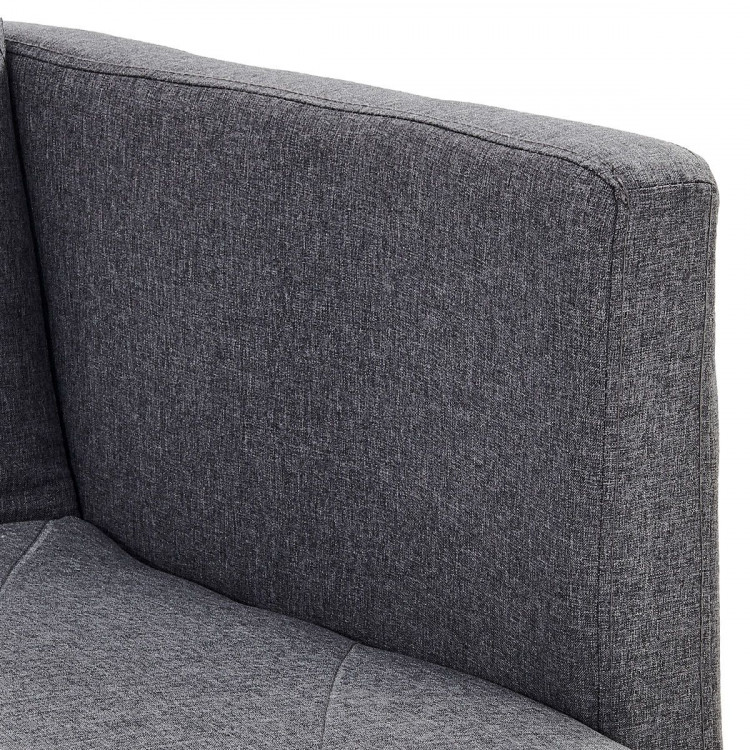 Sarantino 3 Seater Modular Linen Fabric Sofa Bed Couch Dark Grey image 10