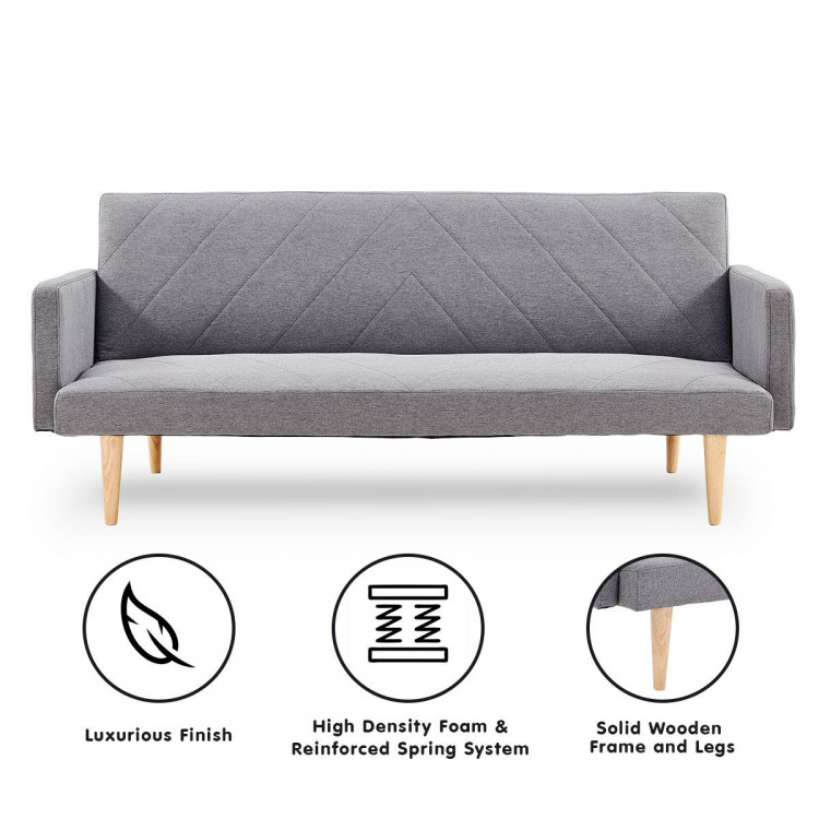 Sarantino 3 Seater Modular Linen Fabric Sofa Bed Couch Light Grey image 2