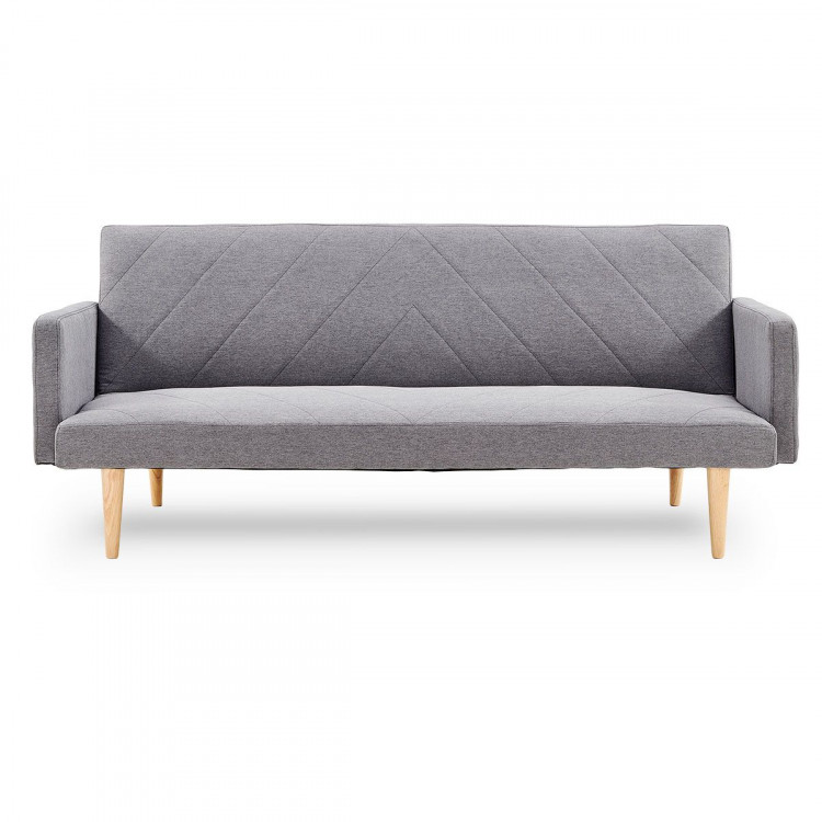 Sarantino 3 Seater Modular Linen Fabric Sofa Bed Couch Light Grey image 3