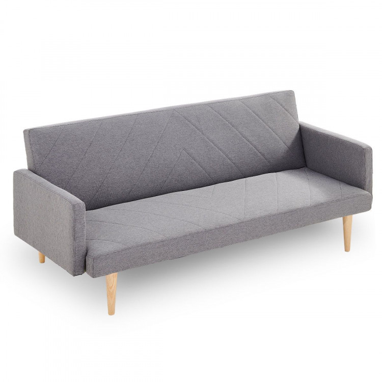 Sarantino 3 Seater Modular Linen Fabric Sofa Bed Couch Light Grey image 5