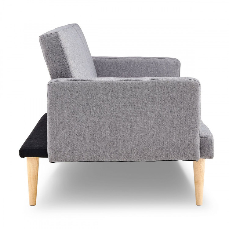 Sarantino 3 Seater Modular Linen Fabric Sofa Bed Couch Light Grey image 6