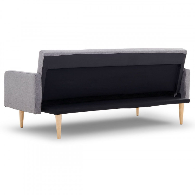 Sarantino 3 Seater Modular Linen Fabric Sofa Bed Couch Light Grey image 8