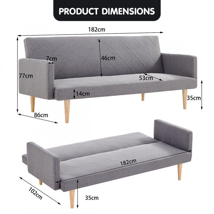 Sarantino 3 Seater Modular Linen Fabric Sofa Bed Couch Light Grey image 10