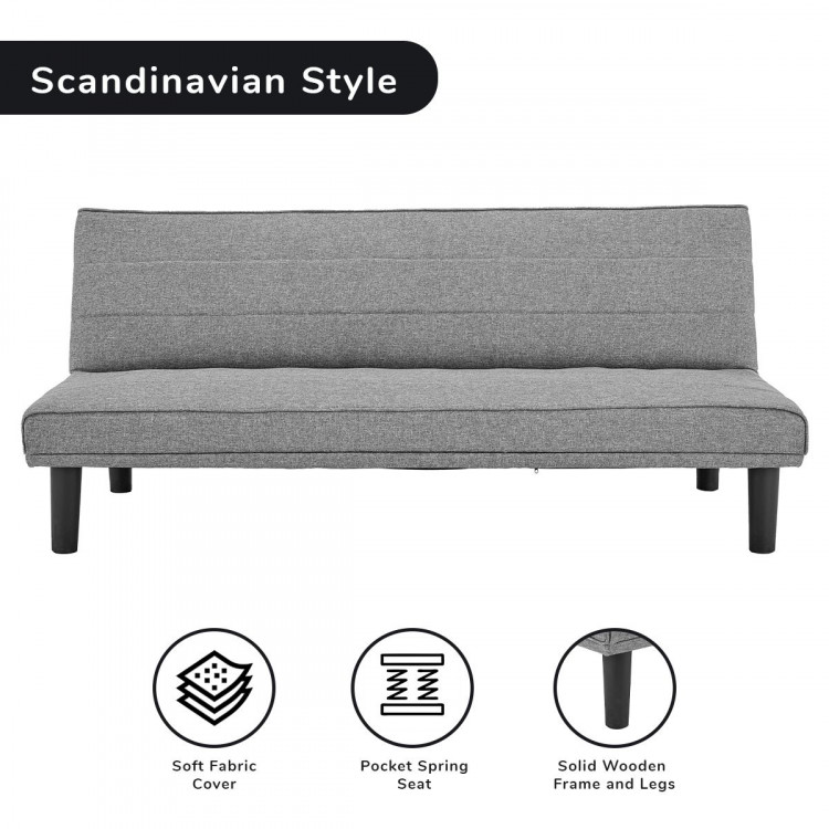 Sarantino 3 Seater M 2620 Modular Linen Sofa Bed Couch - Light Grey image 4