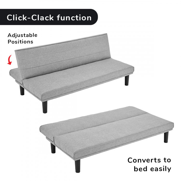 Sarantino 3 Seater Futon Modular Linen Sofa Bed Couch - Light Grey image 10