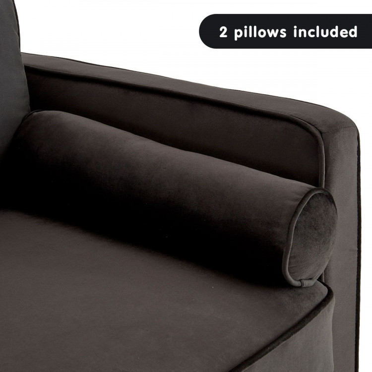 Sarantino 3 Seater Faux Velvet Sofa Bed Couch Furniture Lounge - Black image 11