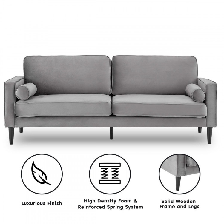 Sarantino Faux Velvet Sofa Bed Couch Furniture Lounge Suite Seat Grey image 11