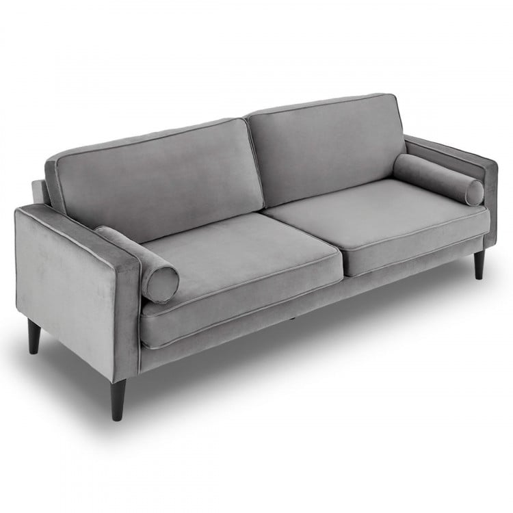 Sarantino Faux Velvet Sofa Bed Couch Furniture Lounge Suite Seat Grey image 3