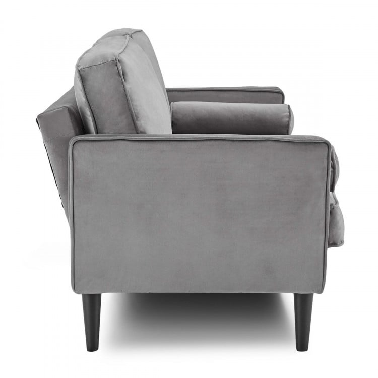 Sarantino Faux Velvet Sofa Bed Couch Furniture Lounge Suite Seat Grey image 4