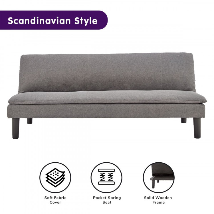 Sarantino 3 Seater Modular Faux Linen Fabric Sofa Bed Couch -Dark Grey image 3