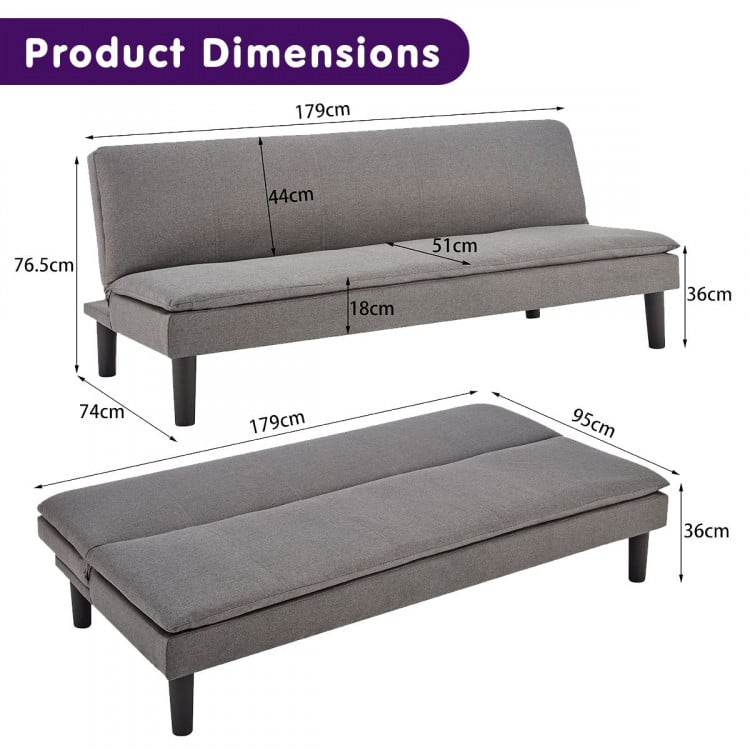 Sarantino 3 Seater Modular Faux Linen Fabric Sofa Bed Couch -Dark Grey image 12