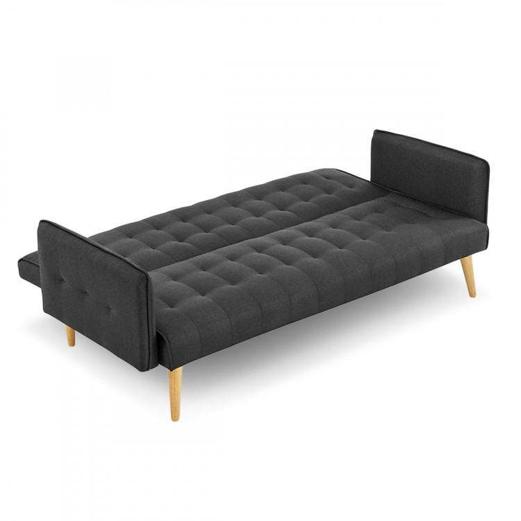 Sarantino 3 Seater Modular Linen Fabric Sofa Bed Couch - Black image 3