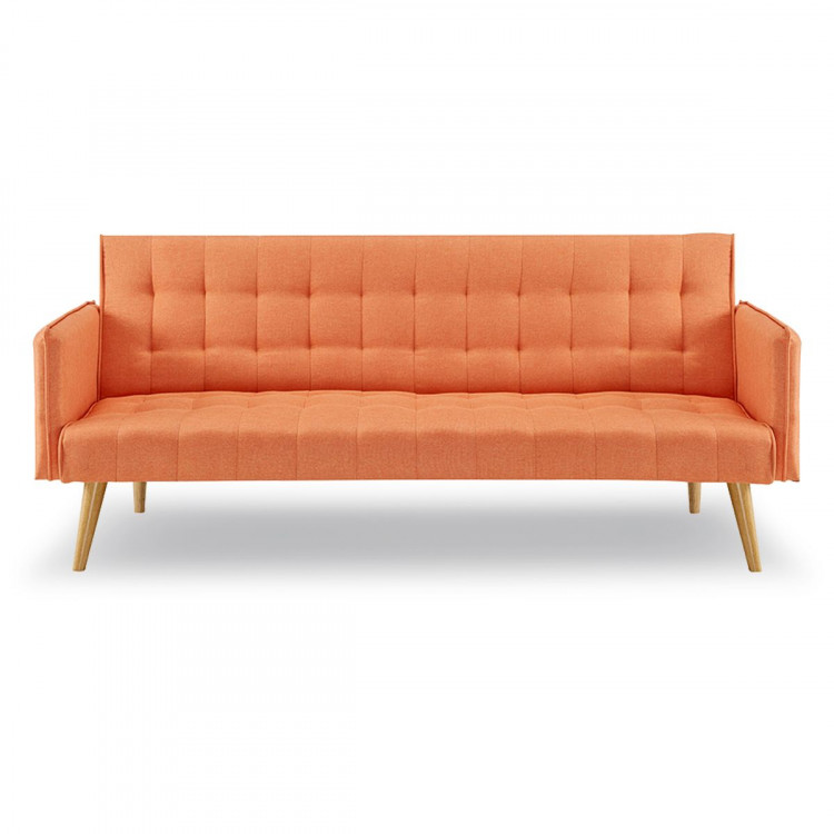 Sarantino 3 Seater Modular Linen Fabric Sofa Bed Couch Armrest Orange image 3