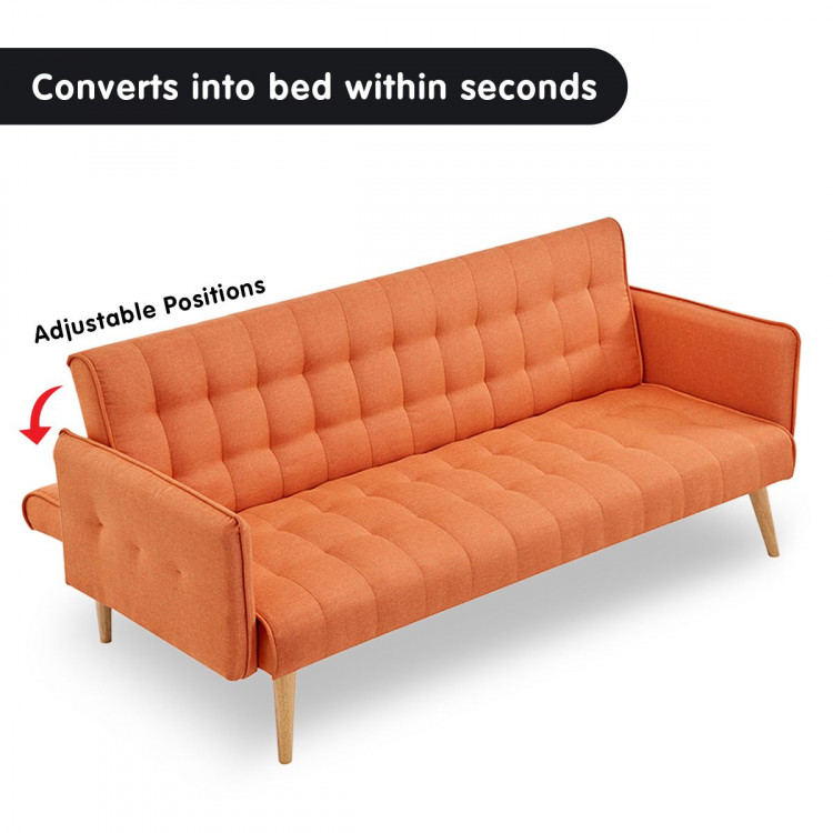 Sarantino 3 Seater Modular Linen Fabric Sofa Bed Couch Armrest Orange image 10