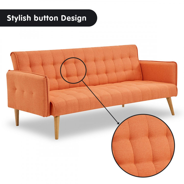 Sarantino 3 Seater Modular Linen Fabric Sofa Bed Couch Armrest Orange image 11